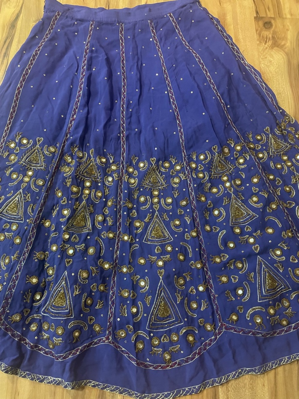 Soft Surroundings "Preciosa" Purple Hand Beaded Sequin Mirror Maxi Skirt Boho L - Picture 4 of 13